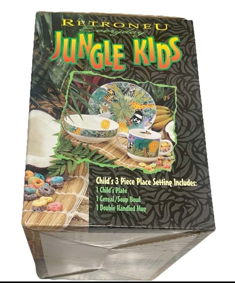 Retroneu Jungle Kids Child's 3 Piece Stoneware Place Setting